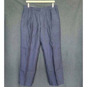 Brooks Brothers Navy Linen Men’s 34x30 Pleated Casual Relaxed Fit Chino Pants